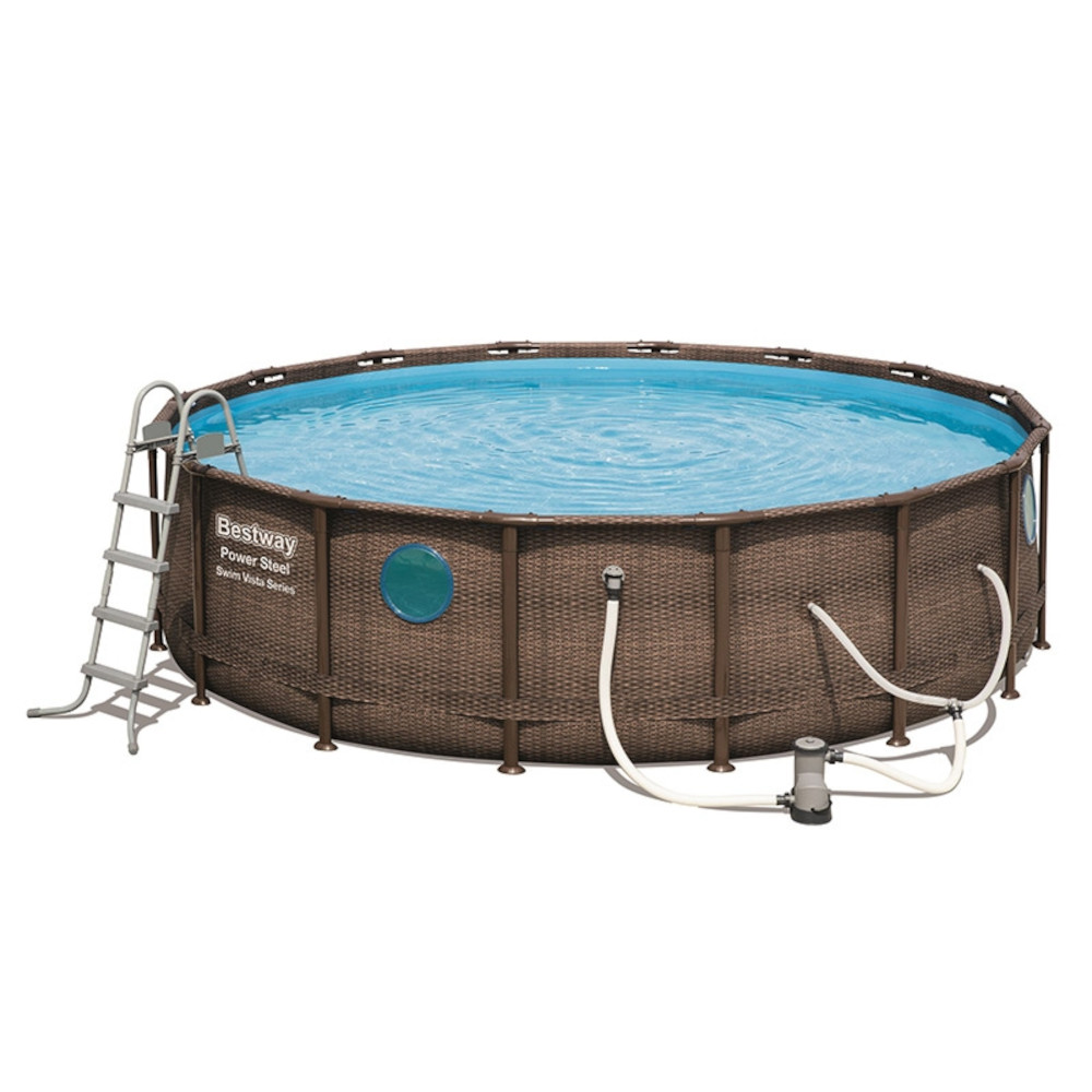 Piscina rotonda power steel swim vista 488x122h cm bestway - effetto vimini.